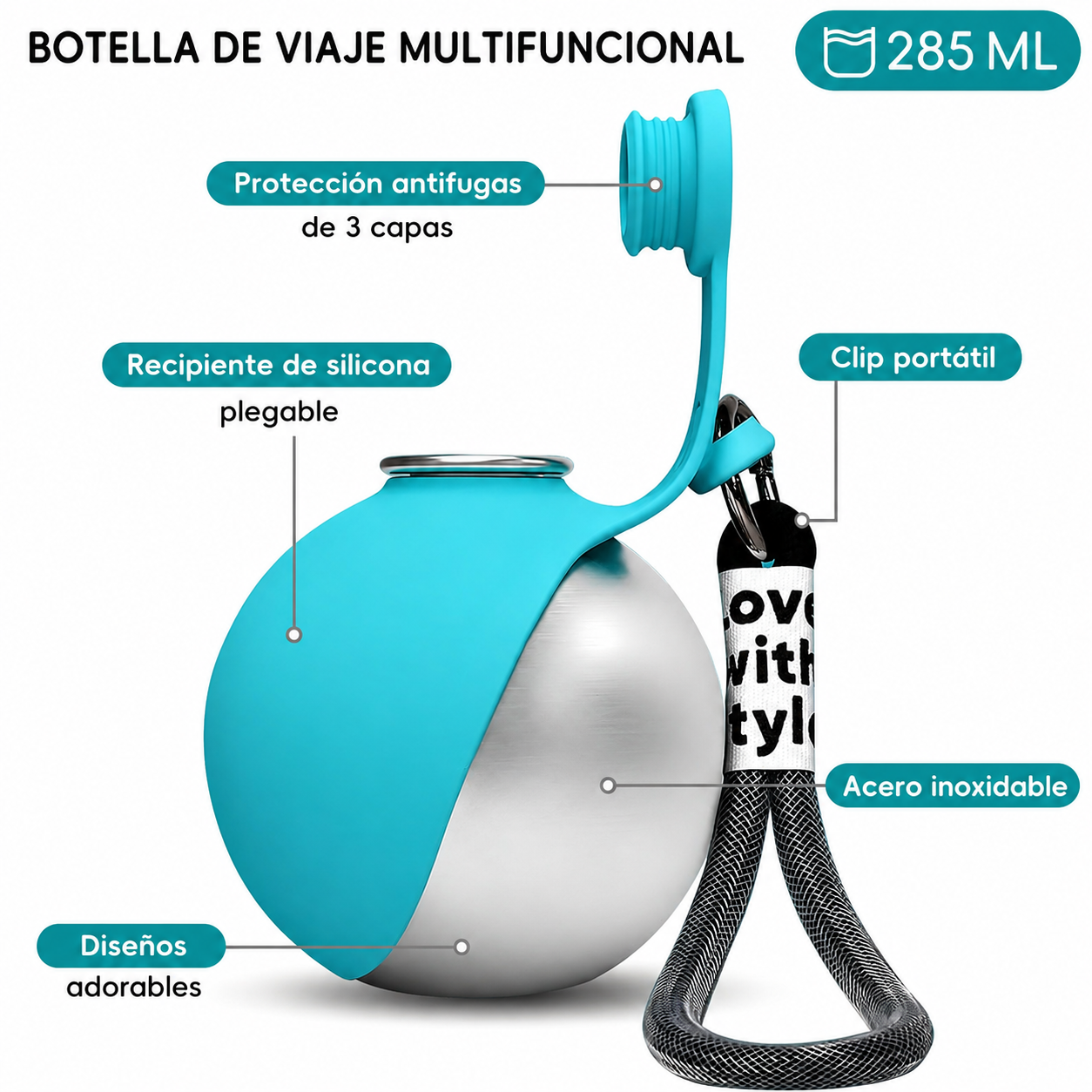 Bebedero Portátil Para Perros 2 en 1